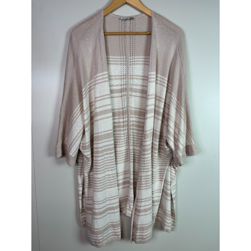 Gentle Fawn Cardigan Small Beige Striped Lightweight Linen Kimono Sweater Womens